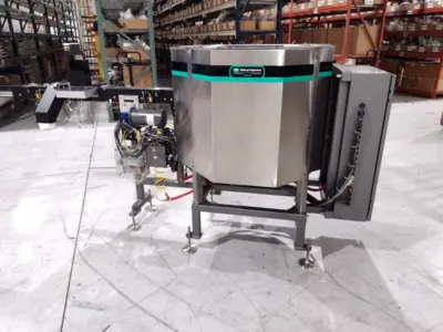 Used Shibuya Hoppmann Centrifugal Vial Feed System & Pre-Feed Elevator Bottle Feed Hopper Elevator Michigan US | Maverick Industrial Sales #1390580
