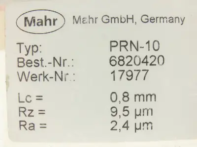 Mahr 6820420 PRN-10 Surface Roughness Standard Chrome Plated Gage Block