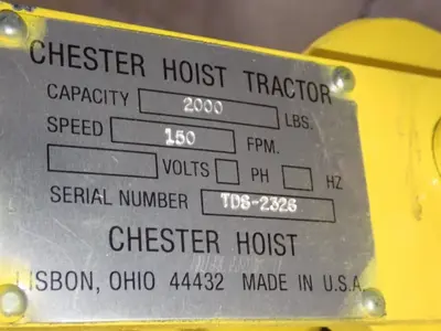 Chester Hoist 2000 Lbs Hoist