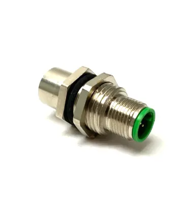 None | Panel Mount M12 5-Pin Male to Female Bulkhead Cable Connector, M16 Thread Mount - New Other