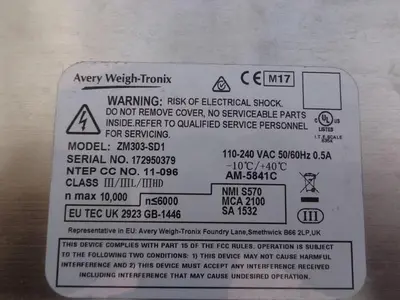 USED AVERY WEIGH-TRONIX ZM303-SD1