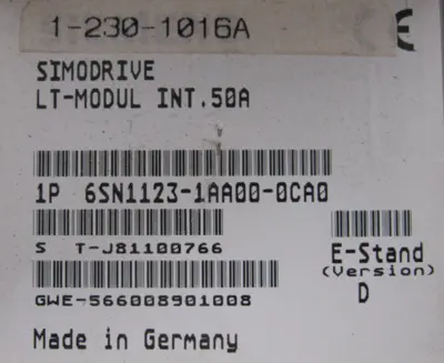 USED SIEMENS 6SN1123-1AA00-0CA0 SIMODRIVE LT MODULE 6SN11231AA000CA0