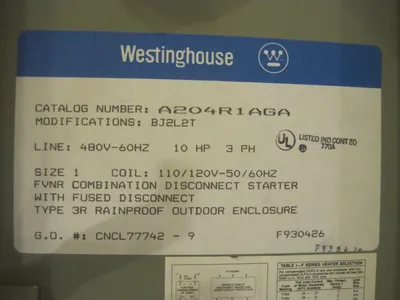 NEW WESTINGHOUSE A204R1AGA DISCONNECT STARTER 10HP SIZE 1 3PH RAINPROOF 120V
