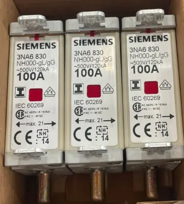 NEW SIEMENS 3NA6-830 FUSE 100AMP 3 PCS. 3NA6830