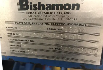 USED BISHAMON 4,500 LB. SCISSOR LIFT