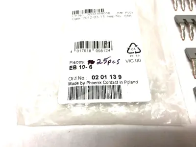 EB 10-8,0201139 | Phoenix Contact EB 10-8 Gray Insertion Jumper Bridge 0201139 PKG OF 25 - New Other