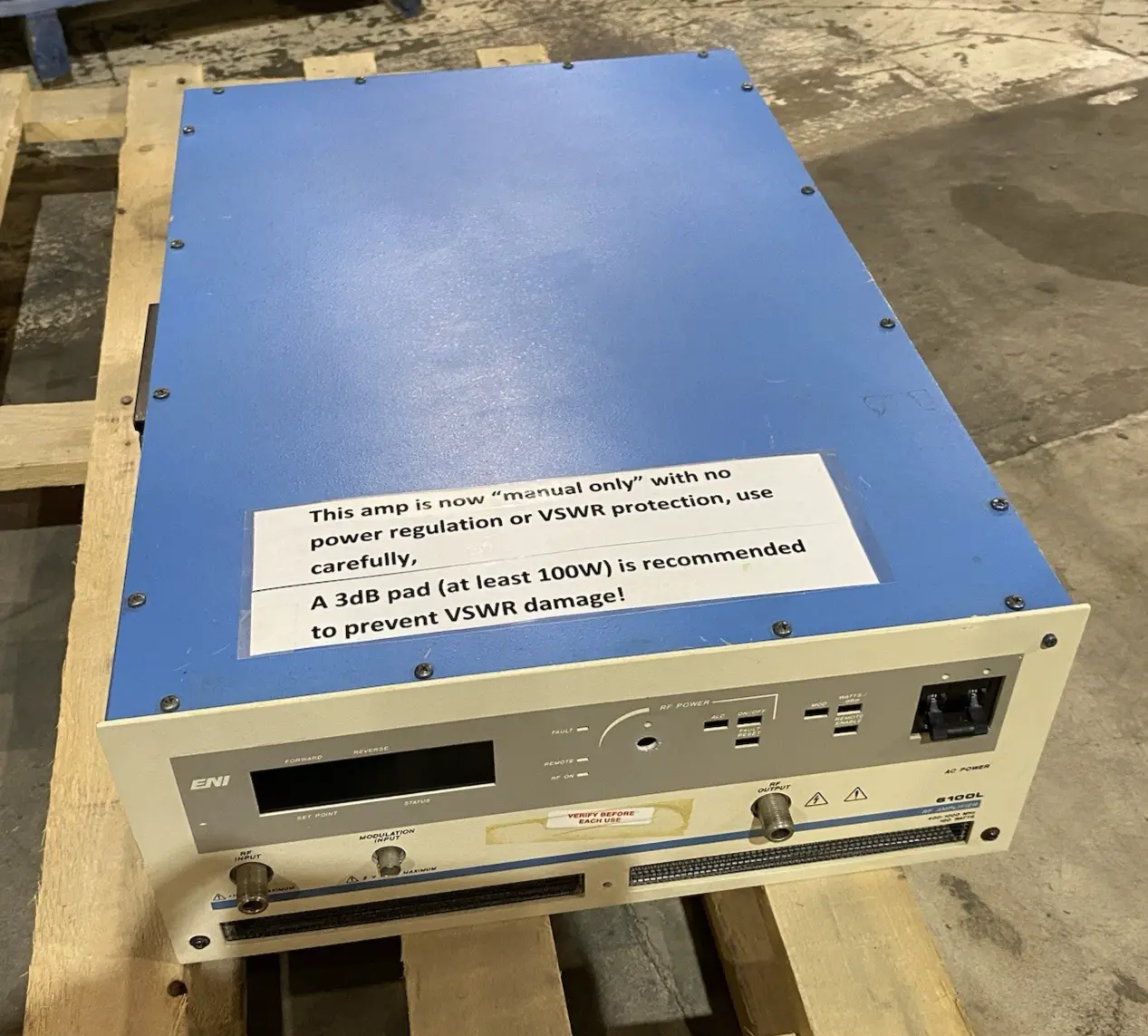 USED ENI RF AMPLIFIER UNIT 400-1000MHZ, 100W