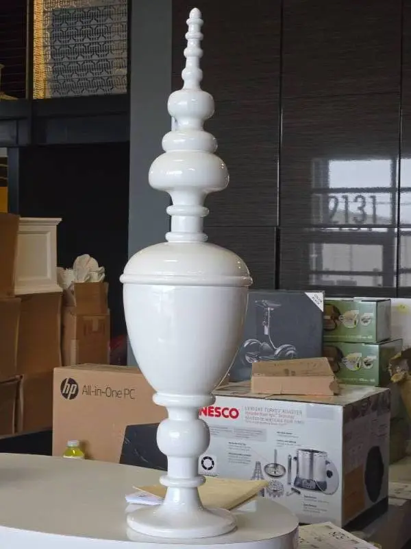 Lot of (1) Resin Decorative Floor Vase 11" x 40" (white)