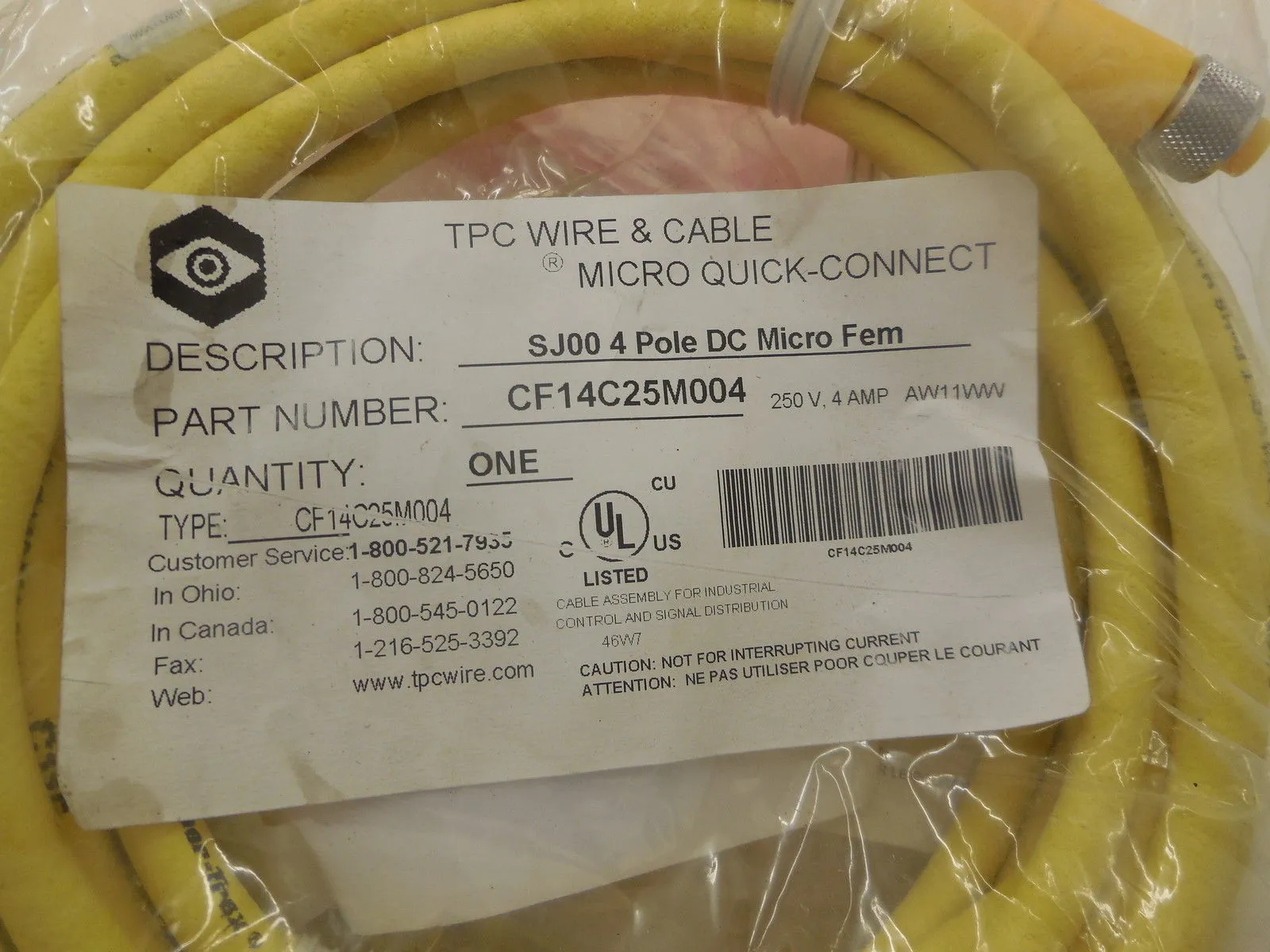 TPC WIRE & CABLE CF14C25M004 CORD SET