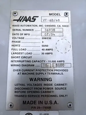 Used 2004 HAAS VF-6 Vertical Machining Centers Illinois US | Machinery Marketing International #1323244