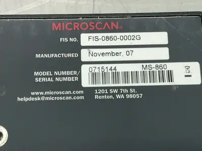 New | in-Stock 2007 MICROSCAN FIS08600002G Barcode Scanners Ohio US | HGR 24 #1518321