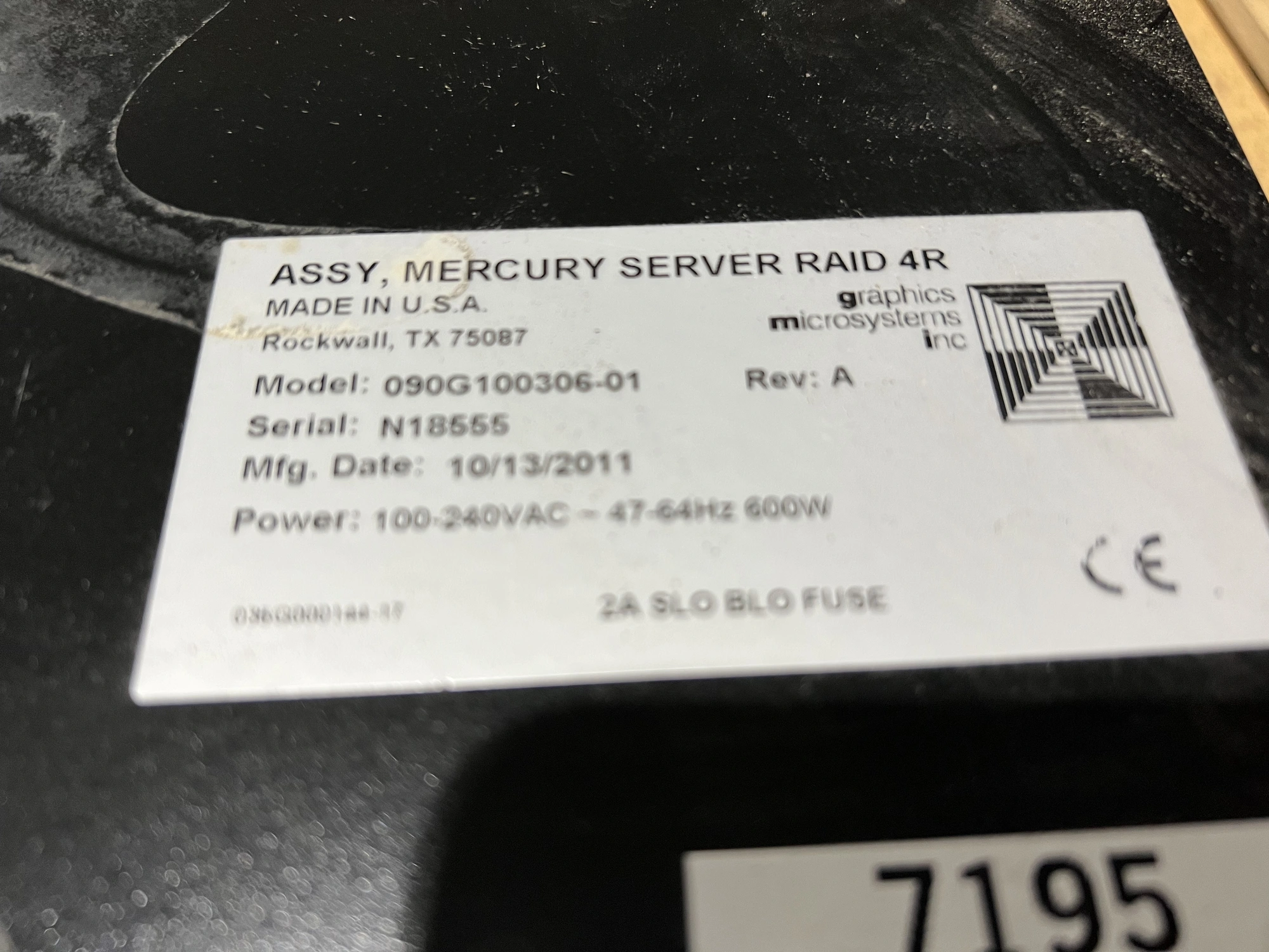 USED 2011 AVT/GMI USED - ASSY MERCURY SERVER RAID 4R 0906100306-01