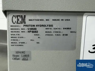 USED CEM CEM Protein Hydrolysis Unit, Model 510500