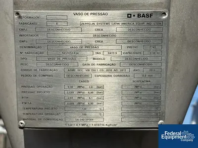 USED Zeppelin Systems 90 gal Zeppelin Receiver Tank, 304 S/S, 3 Bar