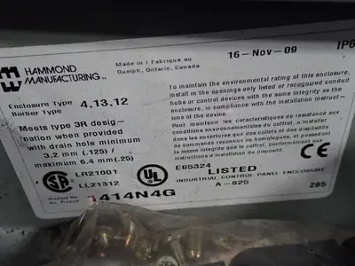 USED 2009 HAMMOND MANUFACTURING 4.13.12