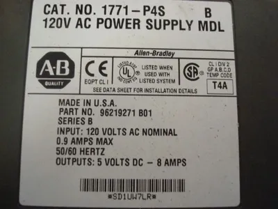 Allen Bradley 1771-P4S/B Power Supply Module Ser. B Used