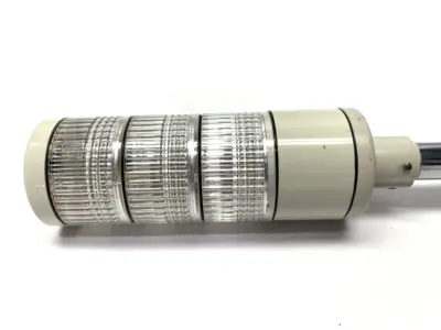 USED PATLITE WHITE LED STACK LIGHT TOWER 50MM DIAMETER W/ 9" POLE
