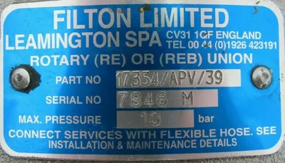 REFURBISHED FILTON LIMITED 17354/APV/39 ROTARY UNION 17354APV39