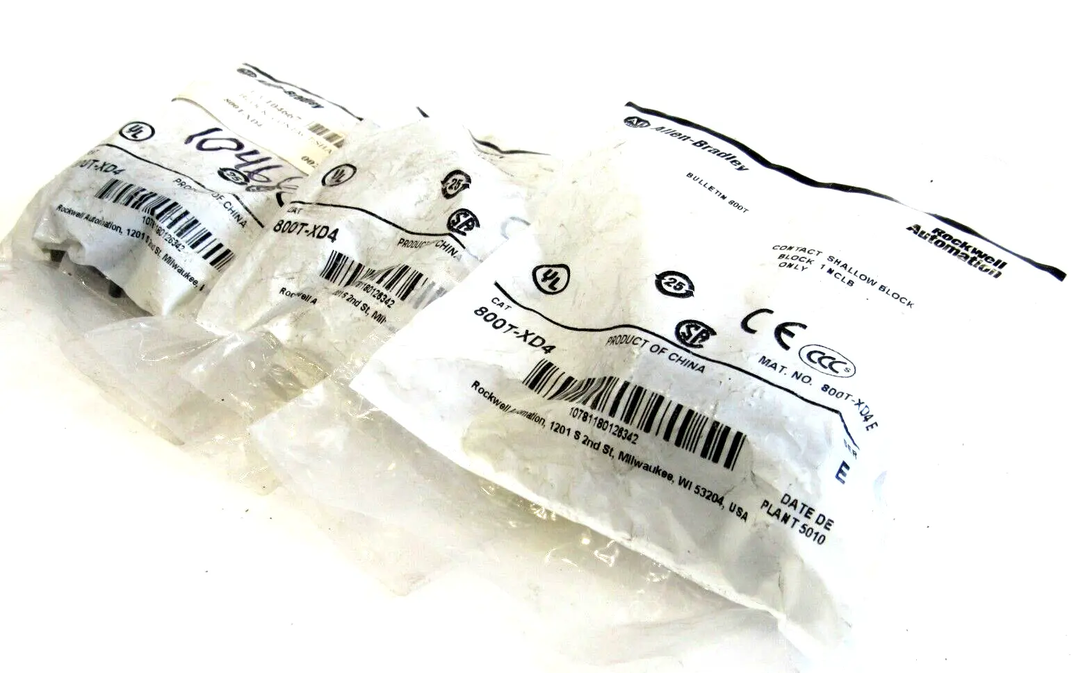 LOT OF 3 ALLEN BRADLEY 800T-XD4 CONTACT BLOCK SERIES E 800TXD4 NEW, SURPLUS