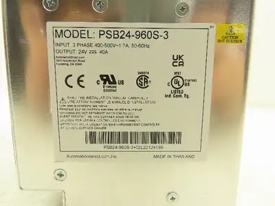 Rhino PSB24-960S-3 Power Supply 3PH 400-500V 1.7A Input 24V 40A Output