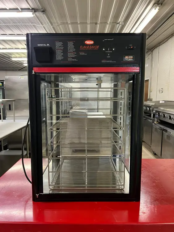 Used Hatco Used Hatco FSDT-2X Tall Two Door Warming Display Merchandiser w/ Rack - 120V Heated Cabinets & Displays Illinois US | Falcon Restaurant Supply #1375663