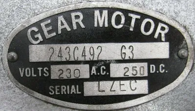 USED GENERAL ELECTRIC 243C492-G3 GEAR MOTOR 230V 250DC 243C492G3