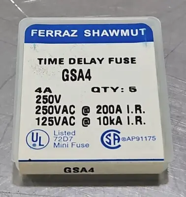 Ferraz Shawmut GSA4 Time Delay Fuse 4A 250V Pck w/3 boxes loc4A28