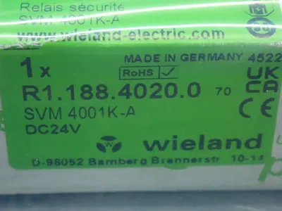 Used WIELAND R1.188.4020.0 Relays & Switches | HGR 24 #739698