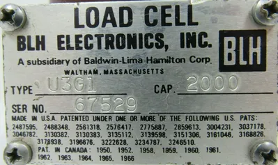 USED BLH ELECTRONICS U3G1 LOAD CELL 2000 LBS CAP