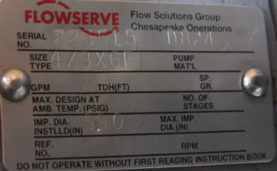 NEW FLOWSERVE 223515 PUMP 4X3X6F D824 20HP 230/460V 356JM EJMM4106T