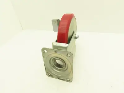 200x42mm 8" Red Polyurethane Swivel Plate Caster Wheel w/Brake J-200S  Lot of 2