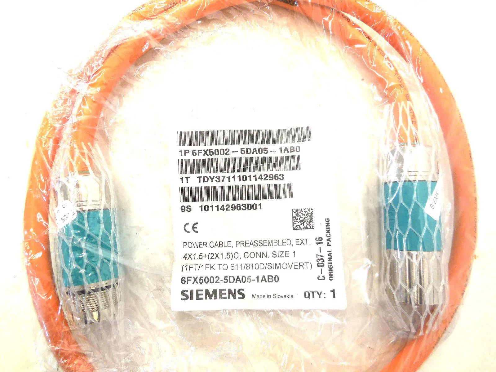 NEW SIEMENS 6FX5002-5DA05-1AB0 POWER CABLE 6FX50025DA051AB0
