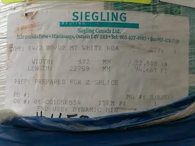 White 22.5” Wide Conveyor Belting