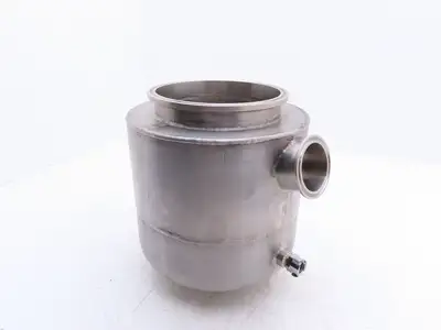 6"x 2" Tri-Clamp Sanitary Double Wall Bowl w/Hose Ports Drain 304 Stainless