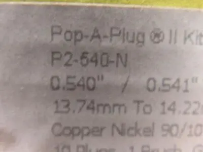 Expansion Seal Technologies P2-540-N Pop-A-Plug P2 High Pressure Tube Plug Kit