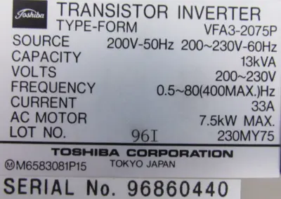 NEW TOSHIBA VFA3-2075P INVERTER 13KVA VFA32075P