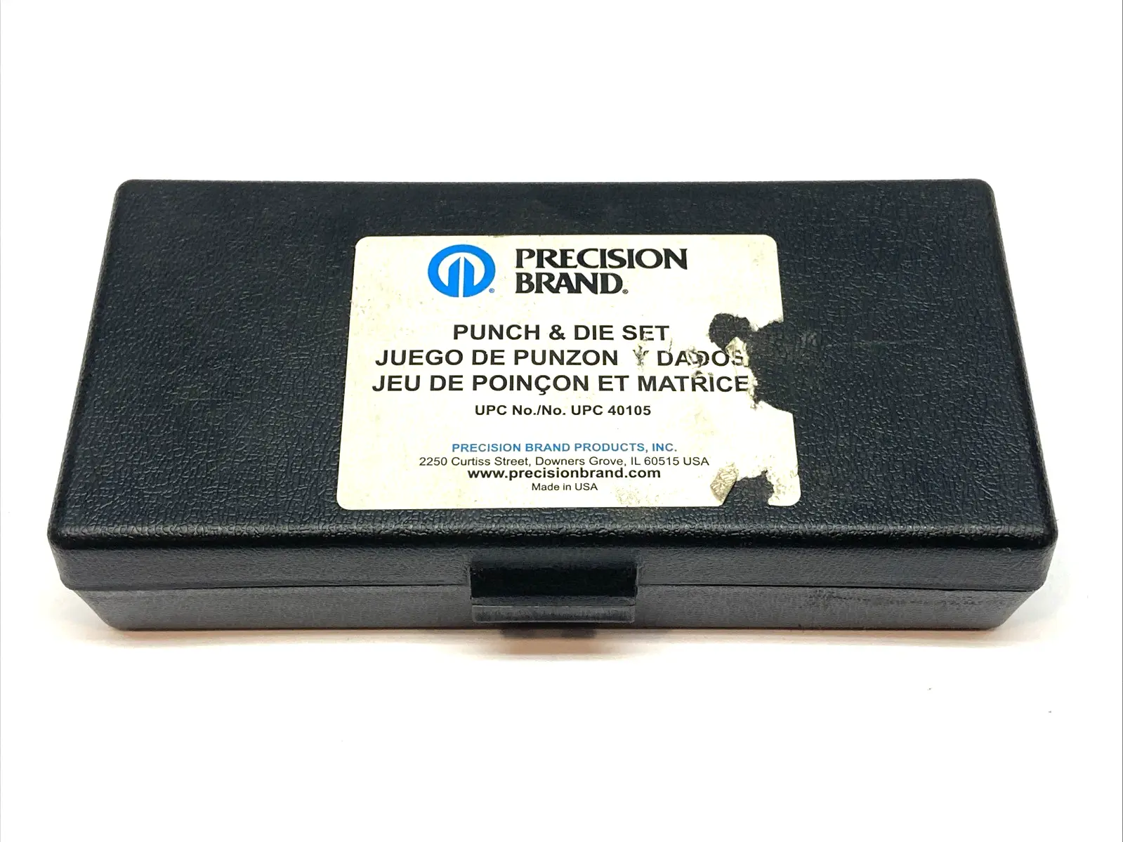 USED PRECISION BRAND PRODUCTS, INC. PUNCH & DIE SET W/ CASE