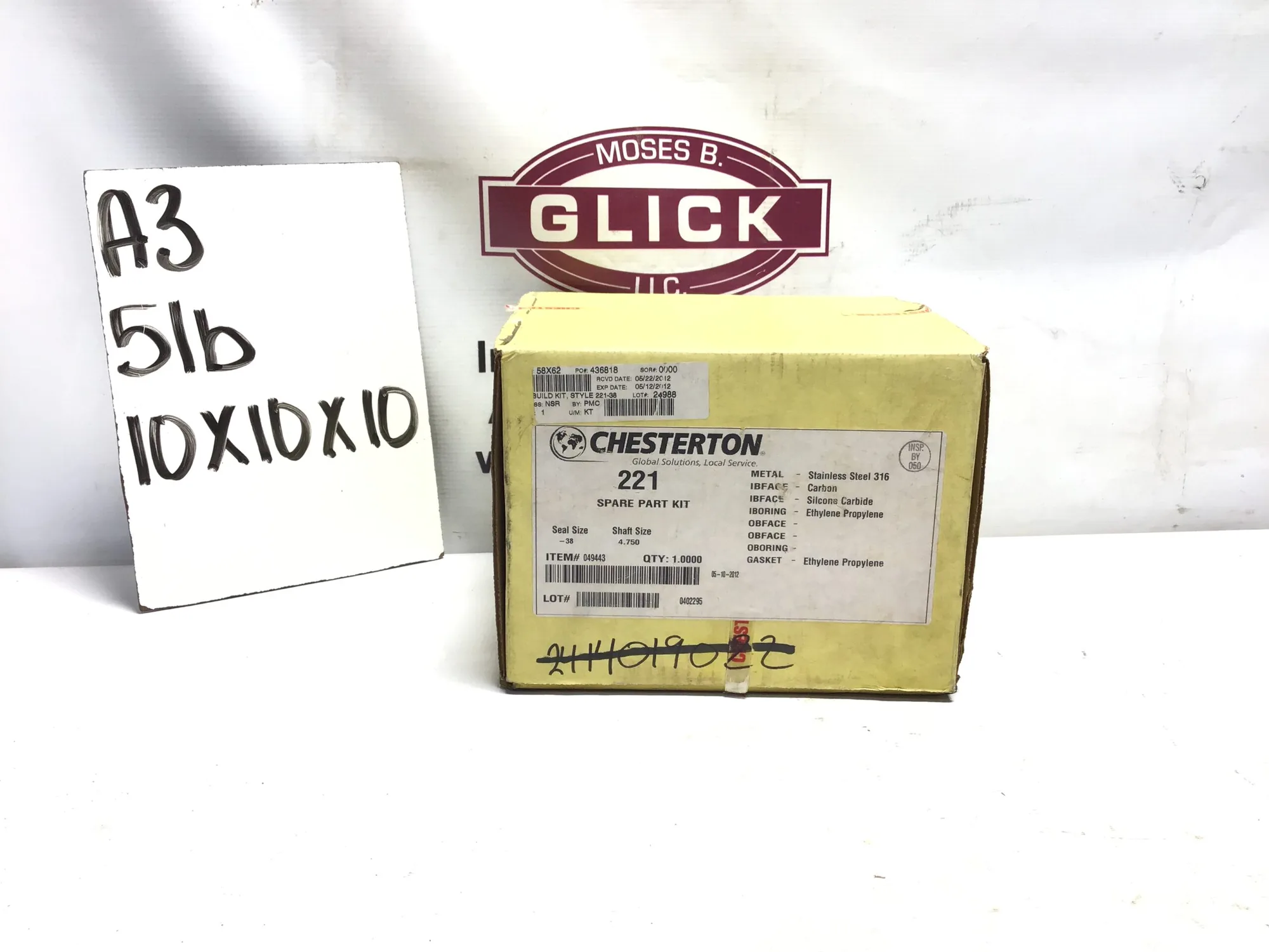 CHESTERTON 221 SPARE PART KIT 043956 SEAL SIZE -38 SHAFT SIZE 4.750