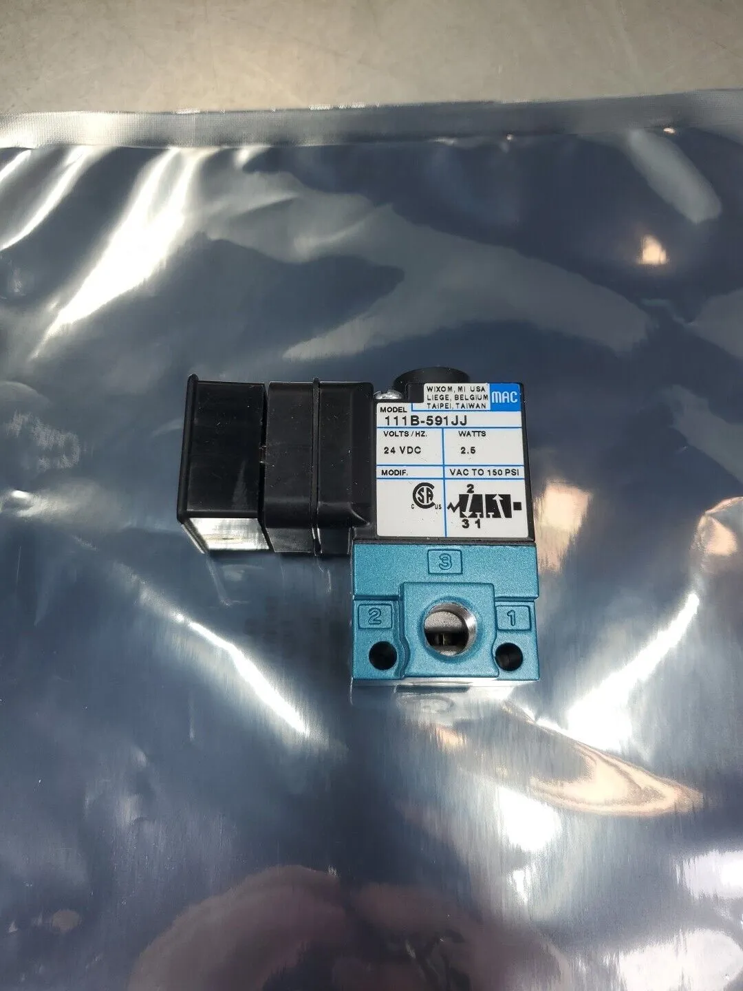 MAC 111B-591JJ Solenoid Valve, 24VDC 150PSI. 6A-12