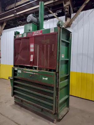72" X 30" PHILADELPHIA TRAMRAIL PTR MODEL #7230 VERTICAL HYDRAULIC CARDBOARD BALER: STOCK #18052