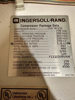 USED INGERSOLL RAND SSR-XF150