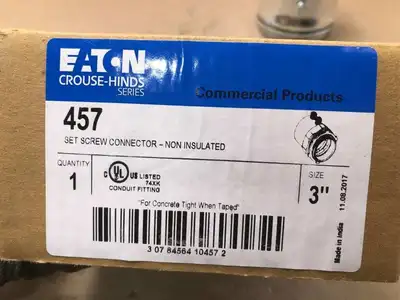 Eaton Crouse-Hinds 457 3″ Stl Emt Set Screw Connector