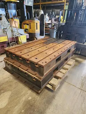 3' x 57'' T-Slot Cast Iron Riser Block w/Drilled and Tapped Holes
