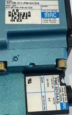 NEW MAC VALVES 6513B-000-PM-501DA SOLENOID VALVE 6513B000PM501DA