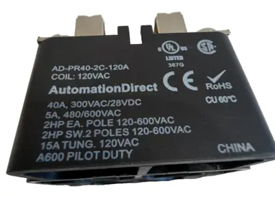 NEW AUTOMATION DIRECT AD-PR40-2C-120A POWER RELAY ADPR402C120A