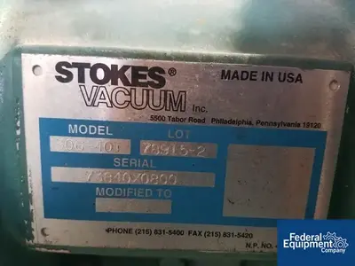 USED Stokes Stokes Oil Seal Vacuum Pump with Booster, Model 212-11