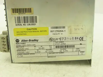 Allen Bradley 2098-DSD-020X-DN Ultra 3000i Servo Drive 120/240V 1PH 18A 0-400Hz