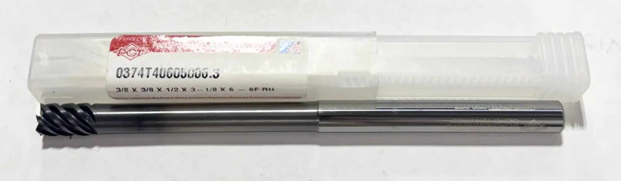 PCT 3/8" Carbide End Mill 6 Flute AlTiN Coated 6" Overall