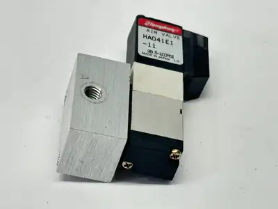 HA041E1-11 | Humphrey  Pneumatic Air Valve w/ Manifold Block 24VDC - Used