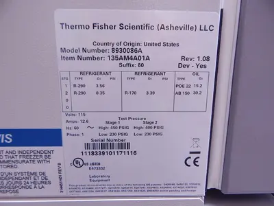 Used THERMO FISHER SCIENTIFIC 8930086A Ultra-Low Temperature Freezers Texas US | Aucto #1308416